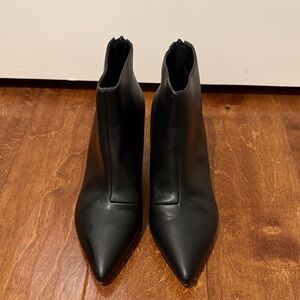 Charles & Keith Black Pointed Leather Ankle Booties